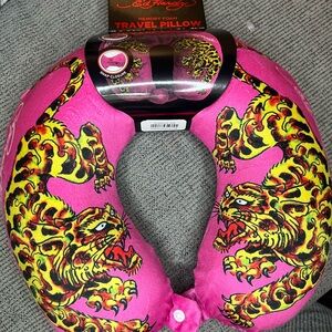Ed Hardy Vibrant Pink Tiger Travel Pillow